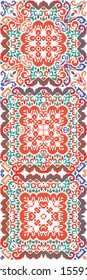 Mexican vintage talavera tiles. Kit of vector seamless patterns. Fashionable design. Red antique backgrounds for pillows, print, wallpaper, web backdrop, towels, surface texture.