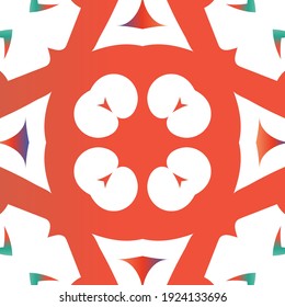 Mexican vintage talavera tiles. Kitchen design. Vector seamless pattern watercolor. Red antique background for pillows, print, wallpaper, web backdrop, towels, surface texture.