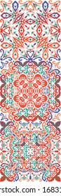 Mexican vintage talavera tiles. Minimal design. Kit of vector seamless patterns. Red antique backgrounds for pillows, print, wallpaper, web backdrop, towels, surface texture.