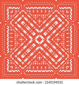 Mexican vintage talavera tiles. Minimal design. Vector seamless pattern template. Red antique background for pillows, print, wallpaper, web backdrop, towels, surface texture.