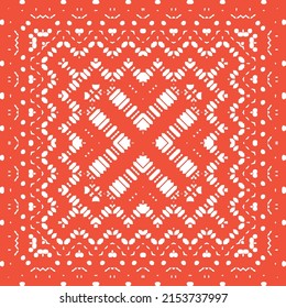 Mexican vintage talavera tiles. Minimal design. Vector seamless pattern template. Red antique background for pillows, print, wallpaper, web backdrop, towels, surface texture.