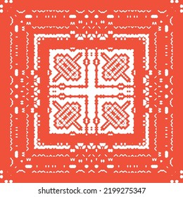 Mexican vintage talavera tiles. Minimal design. Vector seamless pattern template. Red antique background for pillows, print, wallpaper, web backdrop, towels, surface texture.