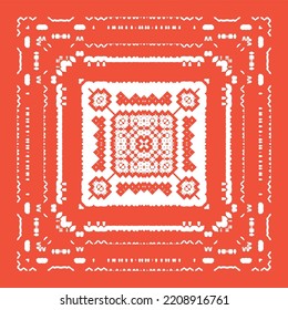 Mexican vintage talavera tiles. Minimal design. Vector seamless pattern template. Red antique background for pillows, print, wallpaper, web backdrop, towels, surface texture.