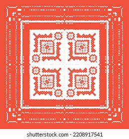 Mexican vintage talavera tiles. Minimal design. Vector seamless pattern template. Red antique background for pillows, print, wallpaper, web backdrop, towels, surface texture.