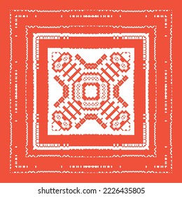 Mexican vintage talavera tiles. Minimal design. Vector seamless pattern template. Red antique background for pillows, print, wallpaper, web backdrop, towels, surface texture.