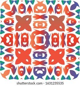 Mexican vintage talavera tiles. Original design. Vector seamless pattern poster. Red antique background for pillows, print, wallpaper, web backdrop, towels, surface texture.