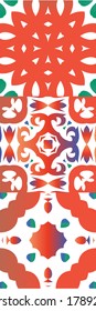 Mexican vintage talavera tiles. Set of vector seamless patterns. Fashionable design. Red antique backgrounds for pillows, print, wallpaper, web backdrop, towels, surface texture.