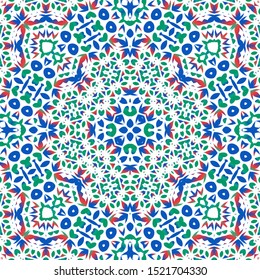 Mexican vintage talavera tiles. Stylish design. Vector seamless pattern texture. Red antique background for pillows, print, wallpaper, web backdrop, towels, surface texture.