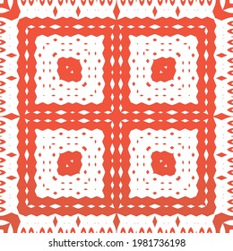 Mexican vintage talavera tiles. Stylish design. Vector seamless pattern template. Red antique background for pillows, print, wallpaper, web backdrop, towels, surface texture.