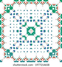 Mexican vintage talavera tiles. Vector seamless pattern arabesque. Stylish design. Red antique background for pillows, print, wallpaper, web backdrop, towels, surface texture.