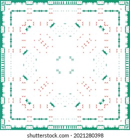 Mexican vintage talavera tiles. Vector seamless pattern frame. Colored design. Red antique background for pillows, print, wallpaper, web backdrop, towels, surface texture.