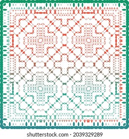 Mexican vintage talavera tiles. Vector seamless pattern arabesque. Stylish design. Red antique background for pillows, print, wallpaper, web backdrop, towels, surface texture.