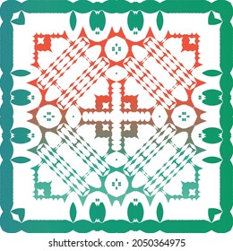 Mexican vintage talavera tiles. Vector seamless pattern arabesque. Stylish design. Red antique background for pillows, print, wallpaper, web backdrop, towels, surface texture.