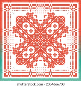 Mexican vintage talavera tiles. Vector seamless pattern collage. Colored design. Red antique background for pillows, print, wallpaper, web backdrop, towels, surface texture.