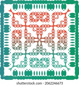 Mexican vintage talavera tiles. Vector seamless pattern arabesque. Stylish design. Red antique background for pillows, print, wallpaper, web backdrop, towels, surface texture.