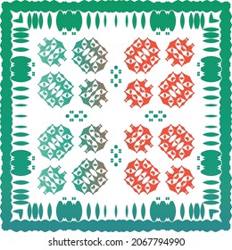 Mexican vintage talavera tiles. Vector seamless pattern arabesque. Stylish design. Red antique background for pillows, print, wallpaper, web backdrop, towels, surface texture.