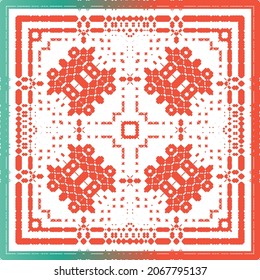 Mexican vintage talavera tiles. Vector seamless pattern collage. Colored design. Red antique background for pillows, print, wallpaper, web backdrop, towels, surface texture.