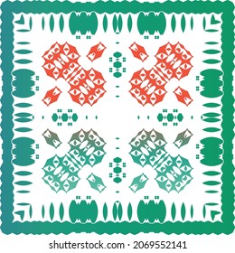 Mexican vintage talavera tiles. Vector seamless pattern arabesque. Stylish design. Red antique background for pillows, print, wallpaper, web backdrop, towels, surface texture.