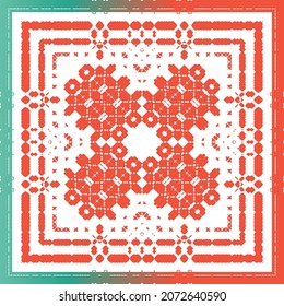 Mexican vintage talavera tiles. Vector seamless pattern collage. Colored design. Red antique background for pillows, print, wallpaper, web backdrop, towels, surface texture.