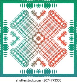 Mexican vintage talavera tiles. Vector seamless pattern arabesque. Stylish design. Red antique background for pillows, print, wallpaper, web backdrop, towels, surface texture.