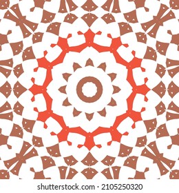 Mexican vintage talavera tiles. Vector seamless pattern concept. Modern design. Red antique background for pillows, print, wallpaper, web backdrop, towels, surface texture.