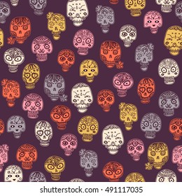 Mexican violet pattern of skulls