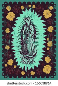 Mexican Virgin Of Guadalupe - Vintage Silkscreen Style Poster