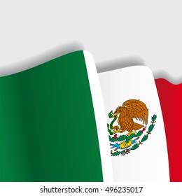 Mexican waving Flag. Vector illustration.