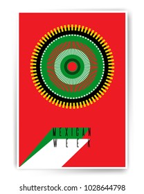 Mexican week poster mock up. Abstract colorful concentric circles - vector digital geometric illustration. Attractive modern design for cover, restaurant menu, project, poster or greeting card 