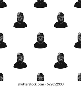 Mexican woman with calavera make up icon in black style isolated on white background. Mexico country symbol stock vector illustration.