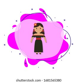 Mexican, woman cartoon liquid bacdge icon. Simple color vector of people around the world icons for ui and ux, website or mobile application