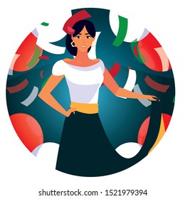 Mexican woman design, Mexico culture tourism landmark latin and party theme Vector illustration