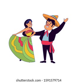 Mexican woman and man design, Mexico culture tourism landmark latin and party theme Vector illustration