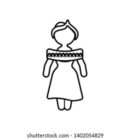 Mexican woman in national clothes icon. Element of Mexico for mobile concept and web apps icon. Outline, thin line icon for website design and development, app development