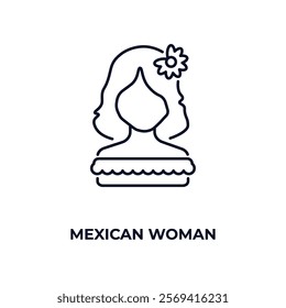 mexican woman outline icon. Linear vector from people concept. Thin line mexican woman icon isolated on white background