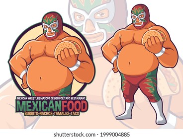 Mexican Wrestler Mascot for Taco Restaurant