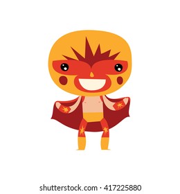 mexican wrestling kid. cute cartoon sports character.