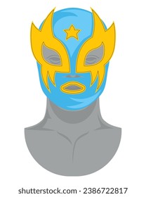 mexican wrestling mask blue vector isolated