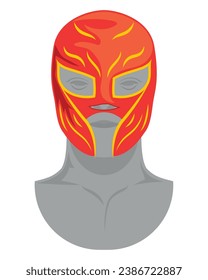 mexican wrestling mask red illustration vector isolated