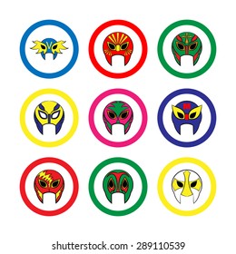 Mexican wrestling masks icon on a white background