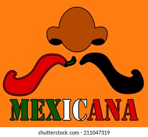 mexicana man with mustache vector background illustration