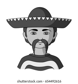 Mexican.Human race single icon in monochrome style vector symbol stock illustration web.