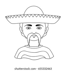 Mexican.Human race single icon in outline style vector symbol stock illustration web.