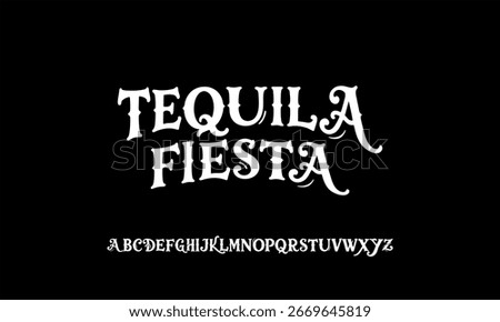 Mexicano font vector alphabet with bold decorative style inspired by traditional Latin designs. Perfect for festive, cultural, and vintage-themed projects.