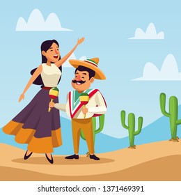 Mexicans celebrating in desert