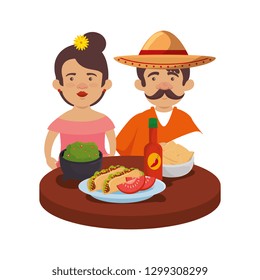 mexicans couple with delicious food