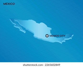 Mexico 3D Isometric map with Capital Mark Mexico City Vector Illustration Design