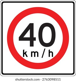 Mexico 40 km per hr Maxima Speed Limit Sign Vector
