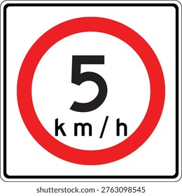 Mexico 5 km per hr Maxima Speed Limit Sign Vector