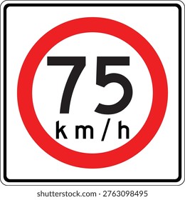 Mexico 75 km per hr Maxima Speed Limit Sign Vector